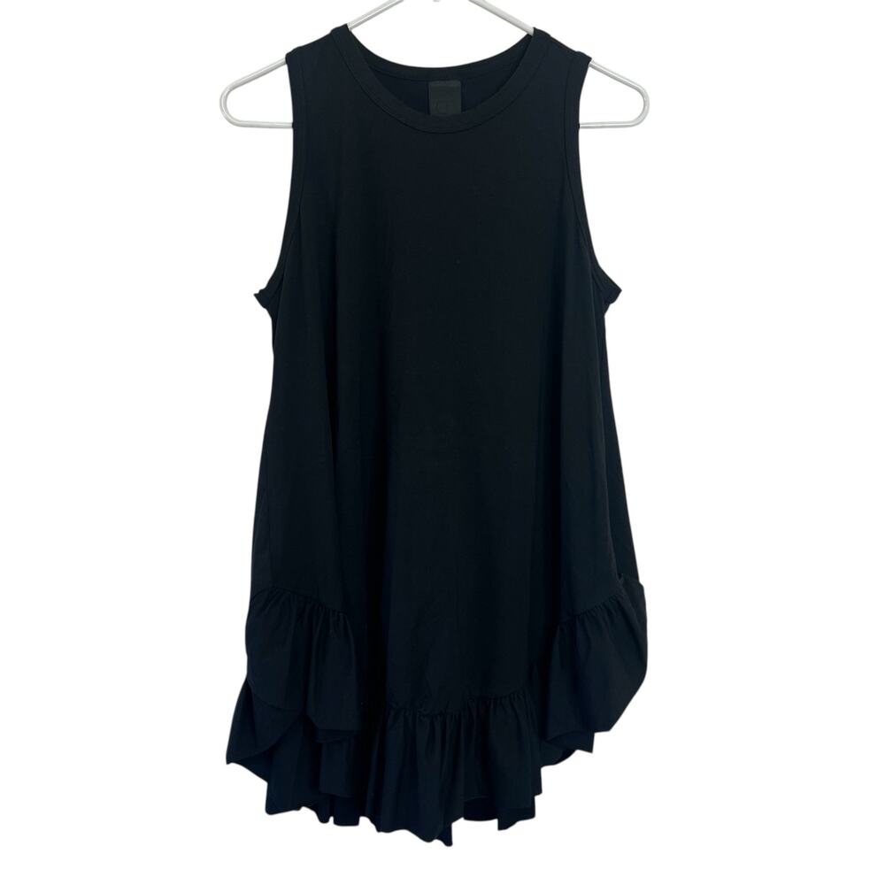 Kedem Sasson Women’s Sz 2 Short Black Sleeveless Ruffle Hem Lagenlook Dress
